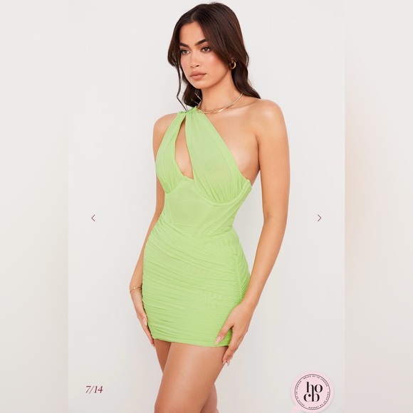 House of CB - ‘CLEMENTINE’ LIME CUT OUT MINI DRESS - Picture 7 of 16
